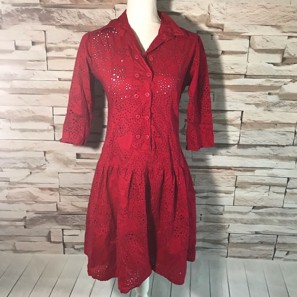 Dance In Paris Eyelet Dress Sz L (M28)